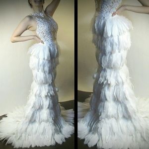 Luxury Feather Gown /  Wedding Gown